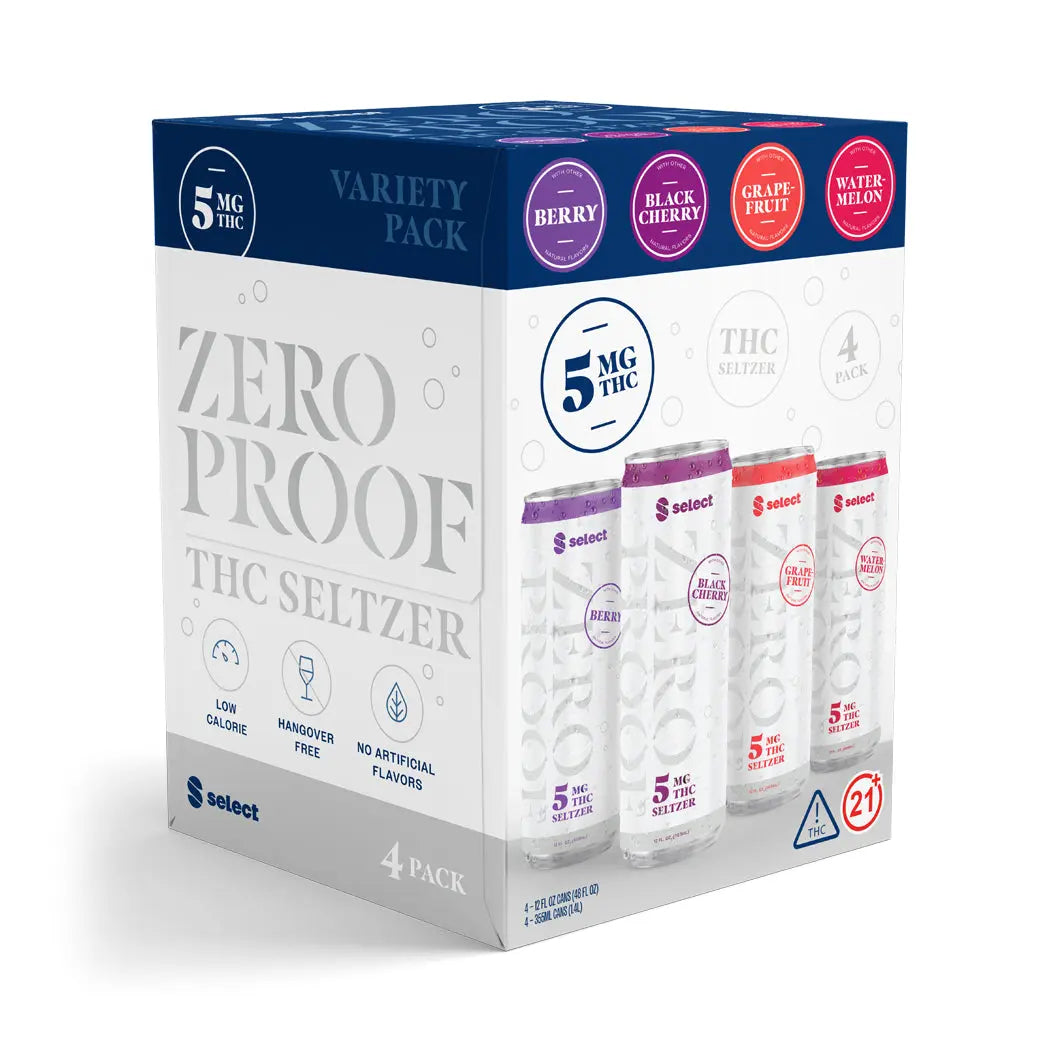 4-can Select Zero Proof Seltzer Variety Pack - Berry, Black Cherry, Grapefruit, Watermelon (Copy) Select*