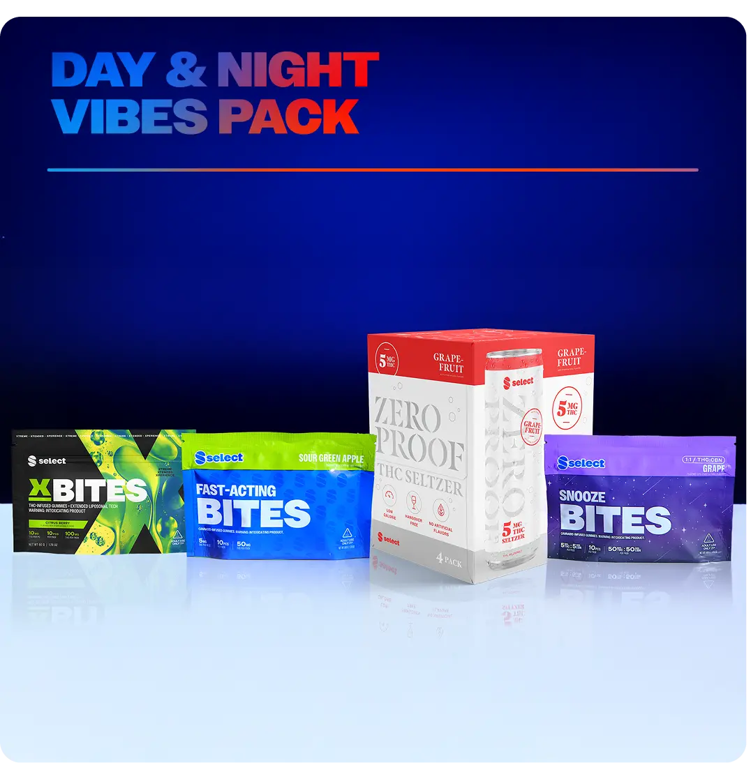 Day & Night Vibes Bundle, THC-derived drink & gummy bundle deal pack Select*